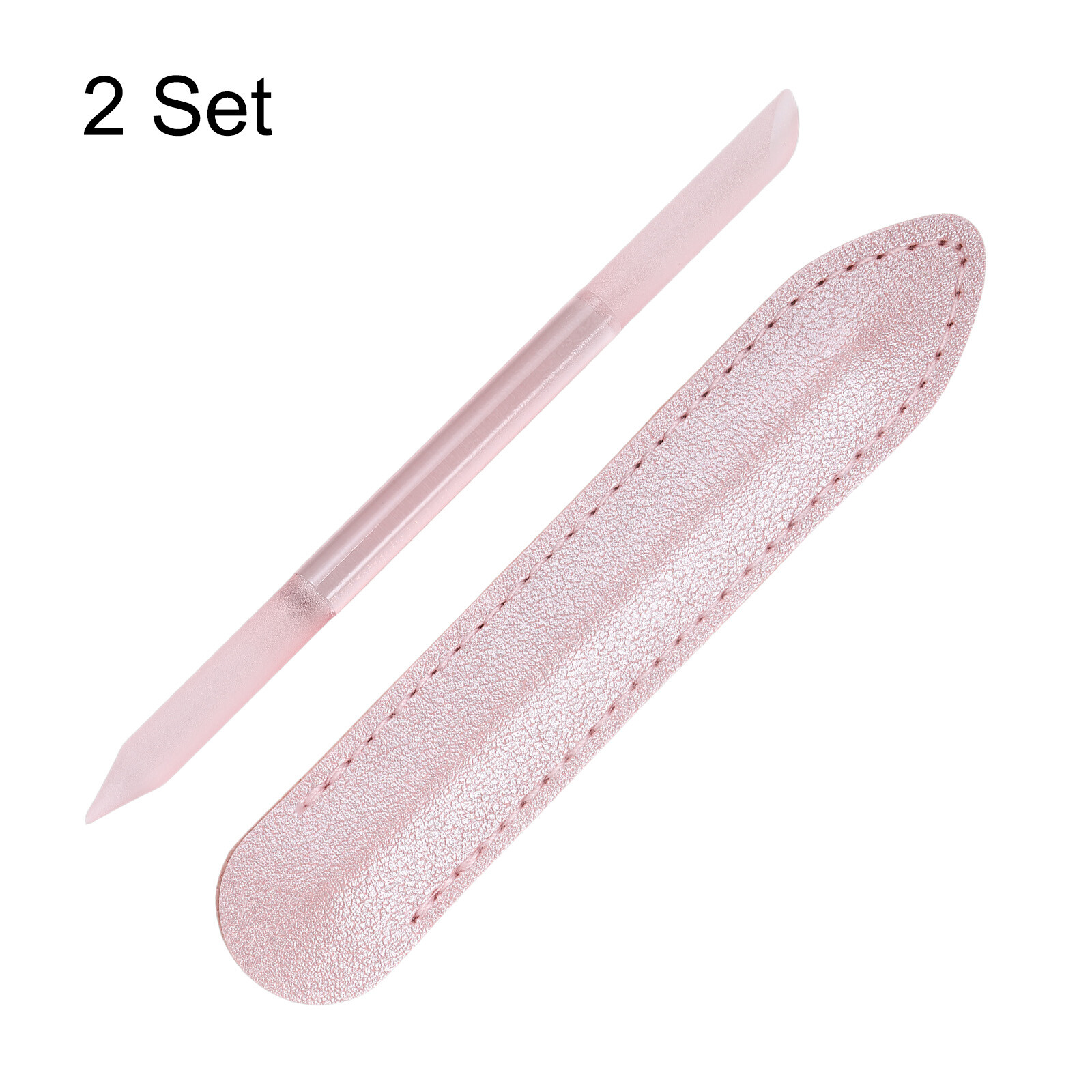 2set Glass Cuticle Pusher Crystal Manicure Stick for Nail Care, Pink