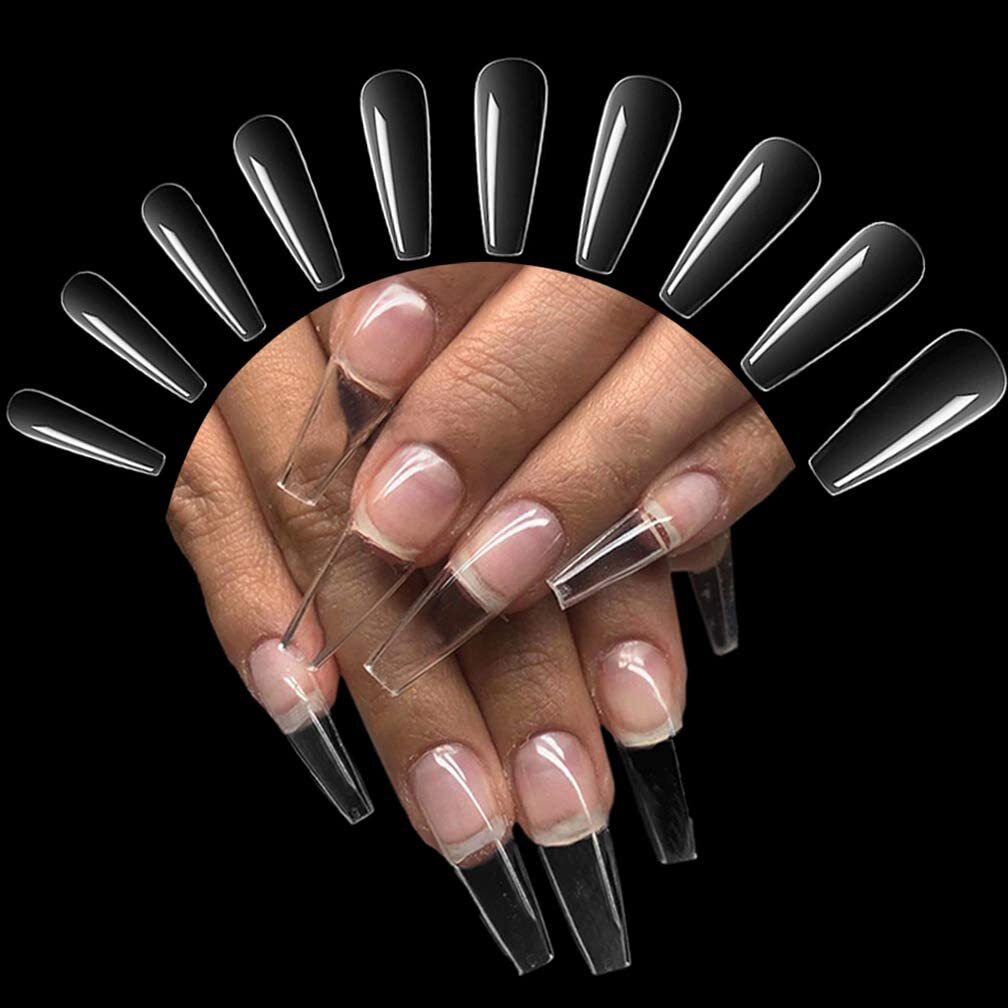 500/504pcs Artificial Nails False Full Nail Art Tips Acrylic UV Gel Natural