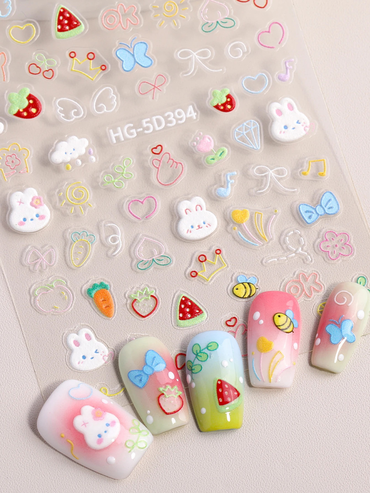 Pure Lace and Lace Nail Stickers 5D Embossed Sweet and Cool Cartoon Nail Sticker