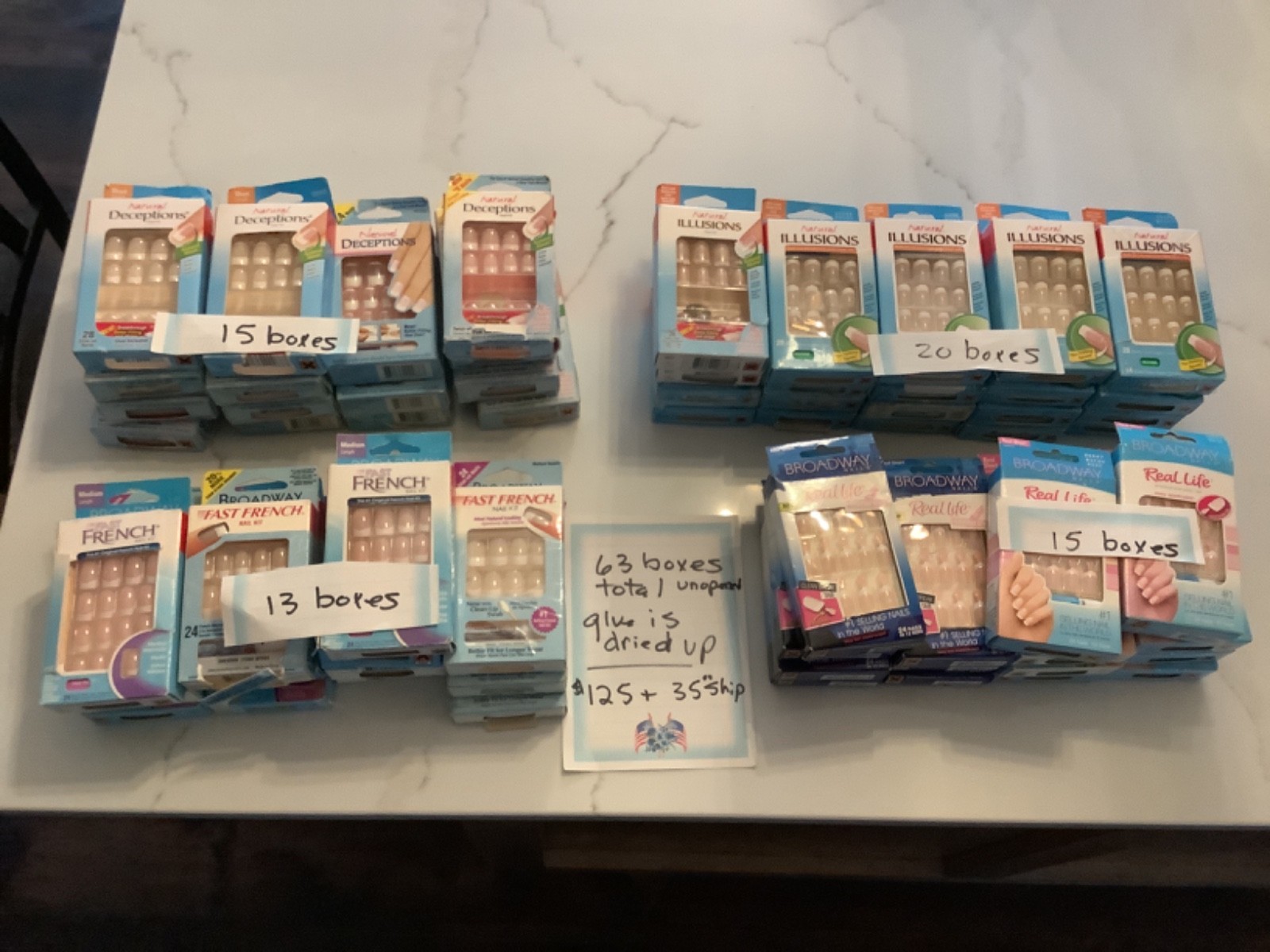 BROADWAY NAILS. lot of 63 boxes