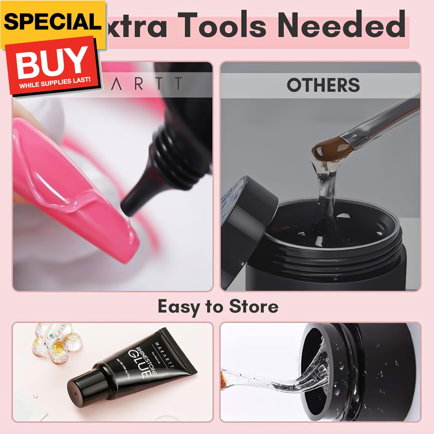 Nail Rhinestone Glue for Nails: Super Strong Gel Nail Glue for Decorations Nail