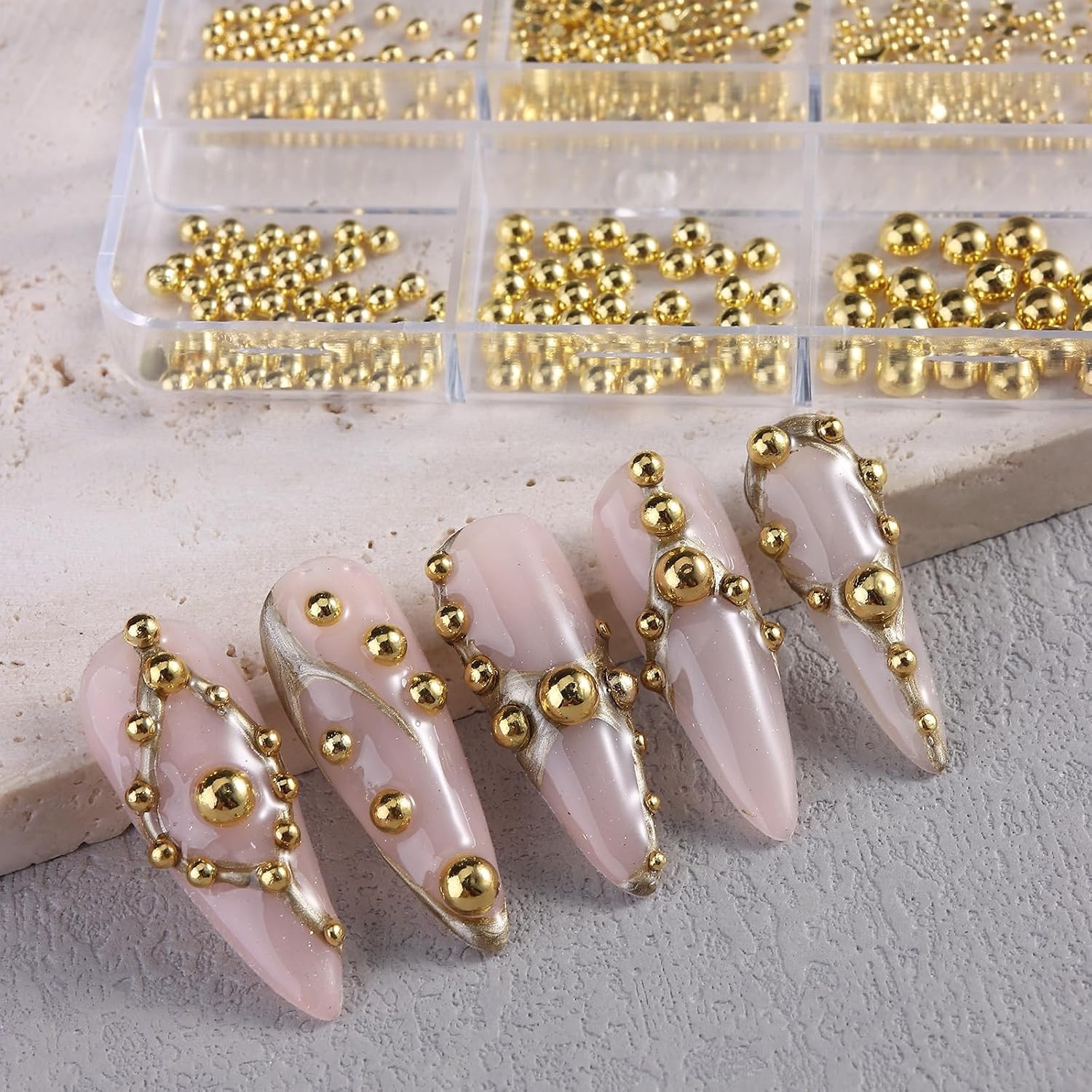 Star Nail Charms for Nails Art, 3D Gold Mixed Styles Stars Metallic Studs Riv…
