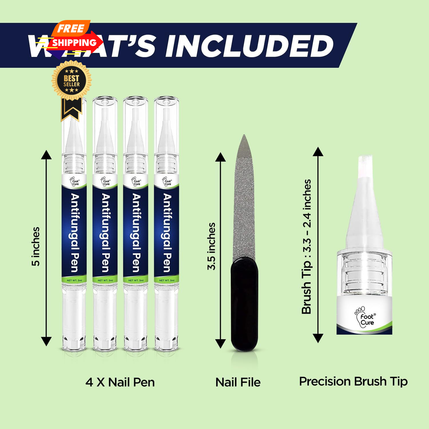 Footcure Antifungal Nail Treatment Pen – Extra 0.1 Fl Oz (Pack of 4), White