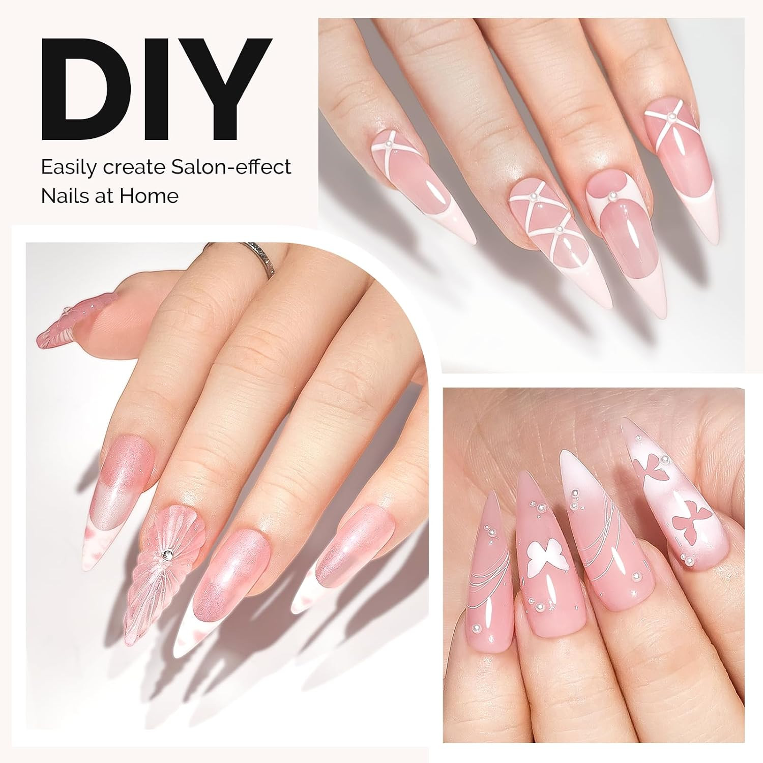 Melodysusie Long Almond Stiletto X Nail Tips – 600Pcs 15 Sizes Clear Acrylic, Ha