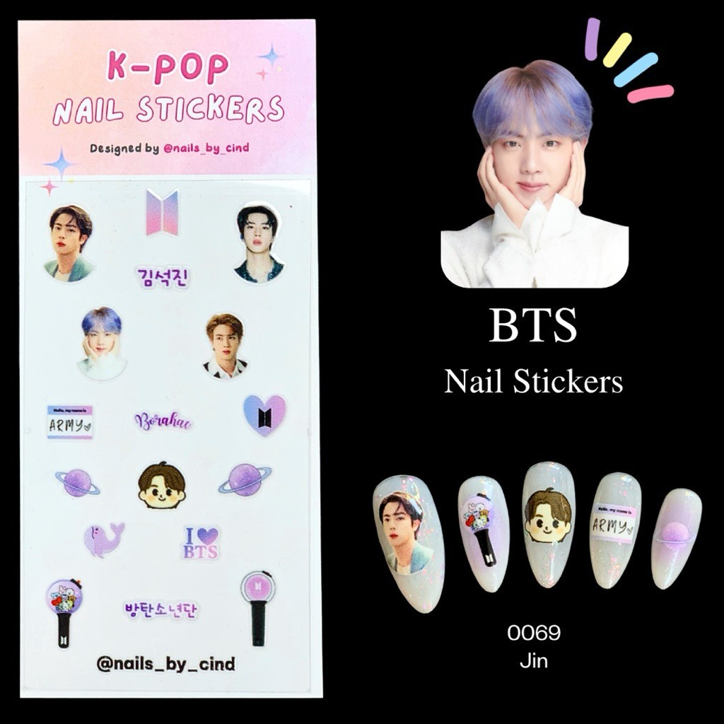 BANGTAN SOYEON DAN BTS ARMY PURPLE KPOP NAIL STICKER FAN MADE KOREA JUNGKOOK Z10