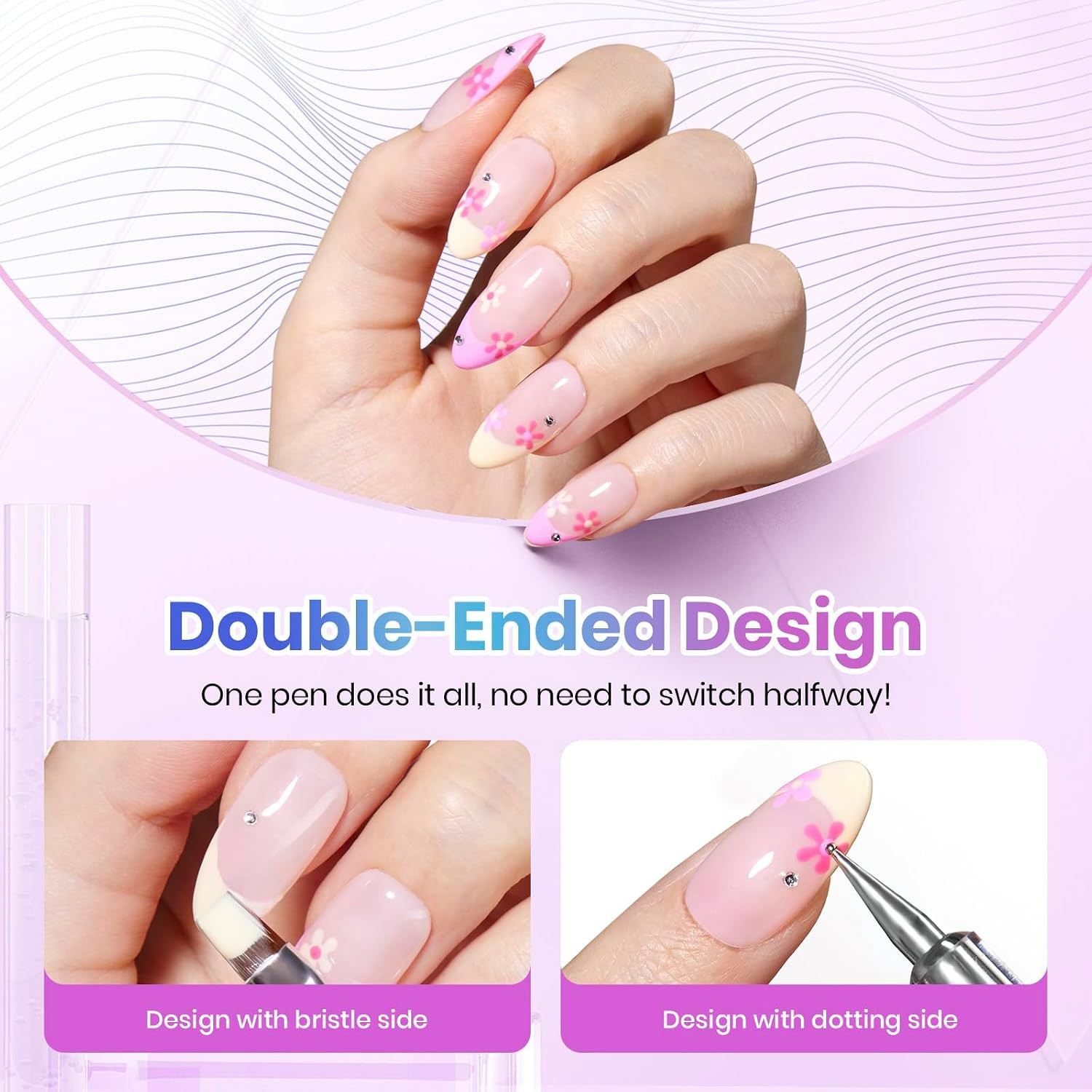 Beetles Nail Art Brushes 8Pcs – Crystal Nail Art Tools Double-Headed | Nails Dot