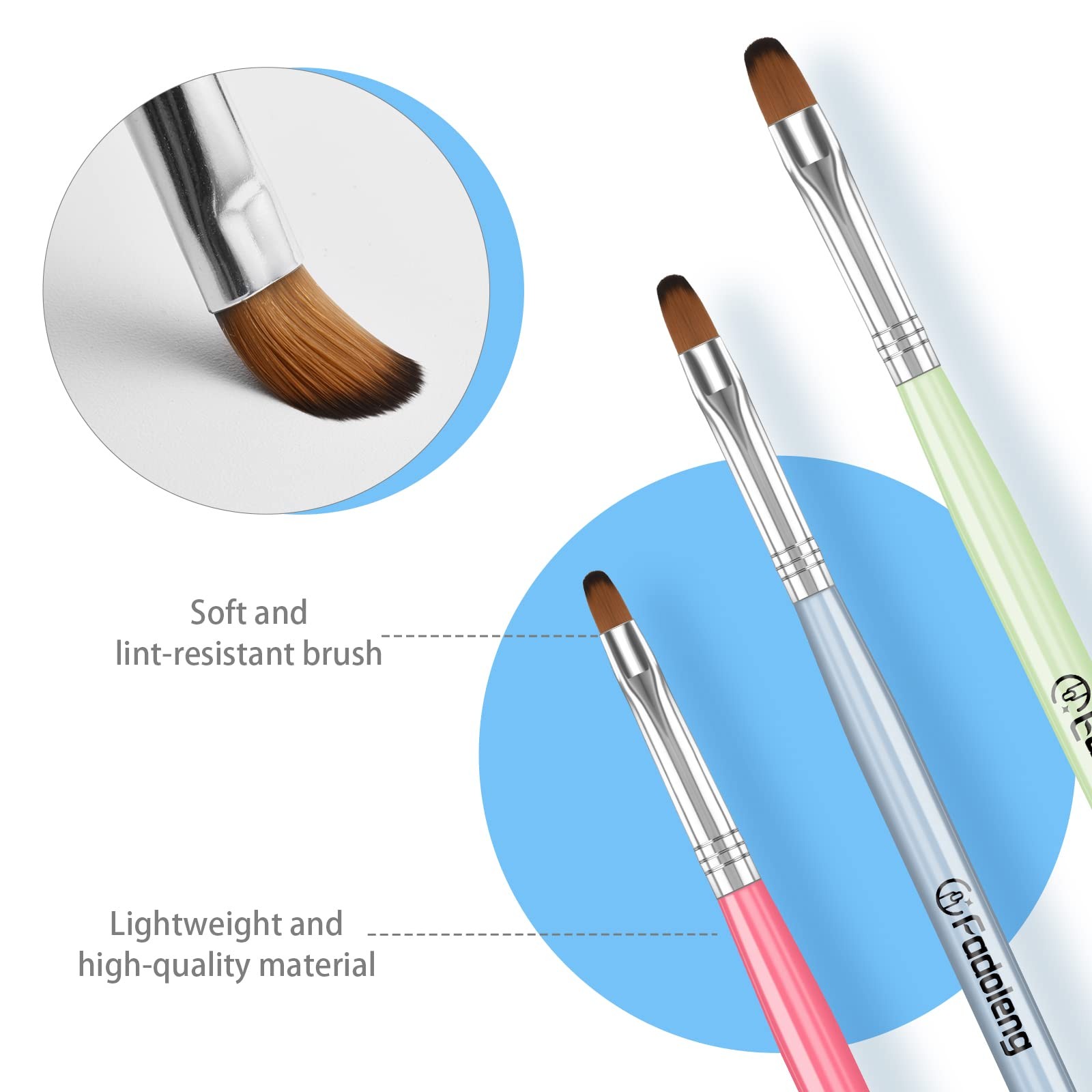 3D Acrylic Nail Brush Set Kolinsky Nail Art Brushes Size #2#4 DIY Manicure