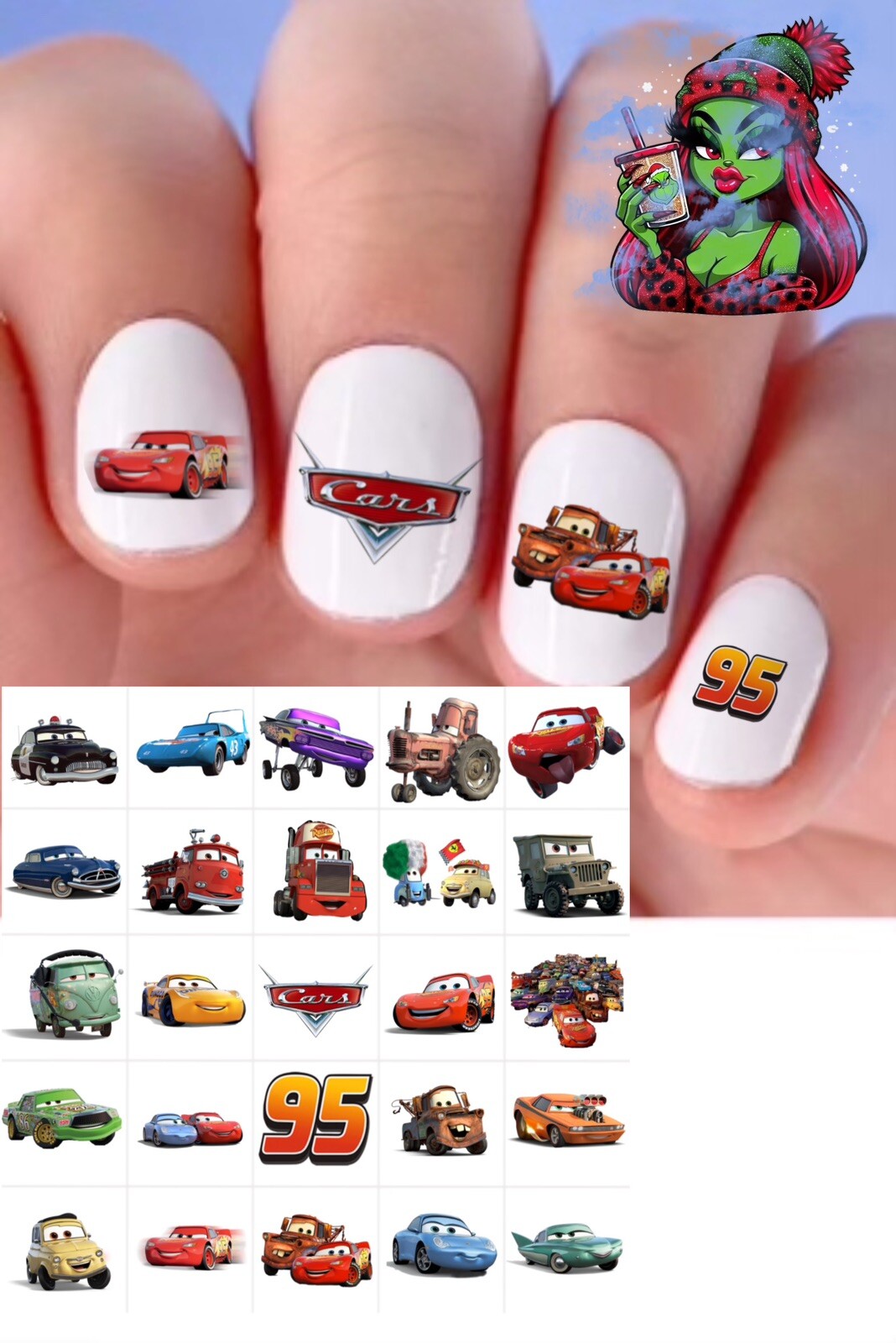 Cars Waterslide Nail Art Decals Set Of 50, Instructions Bonus