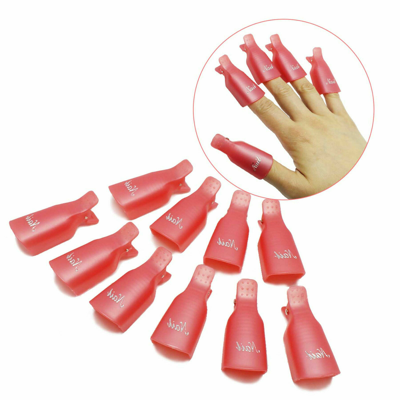 10Pc Plastic Nail Soak Off UV Gel Art Polish Remover Wrap Gelish Clip Cap UK NEW