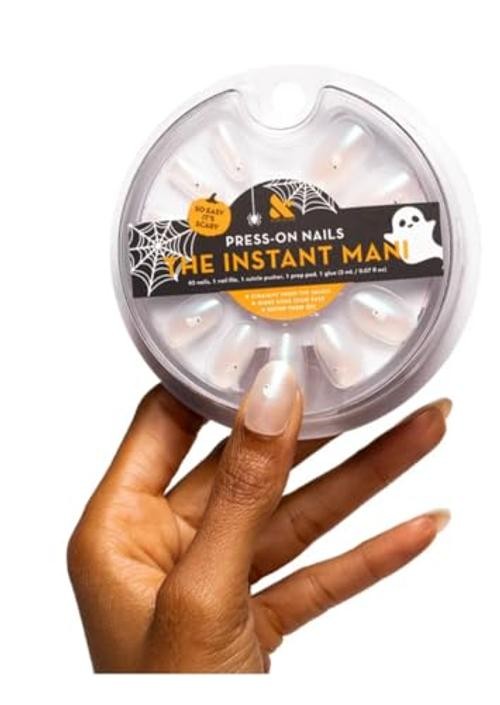 Instant Mani Oval Press-On Nails – 42 Pieces Medium Iridescent Ghosts