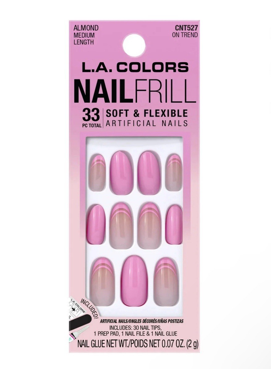 L.A. Colors Let’s Shine Press On Nail Trend Sunset Sky Almond Medium Length