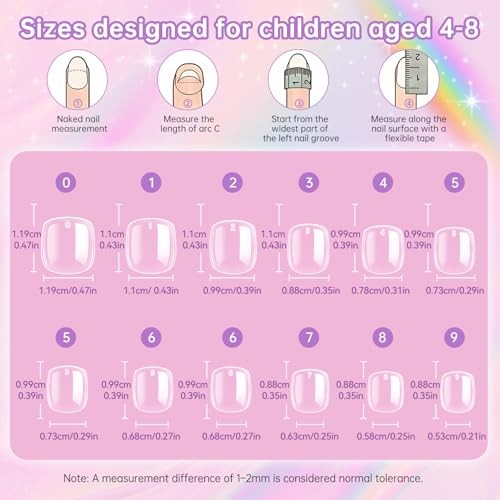 Short Suqare Kids False Nails – 240Pcs Press on Nails for Girls,Full A Clear