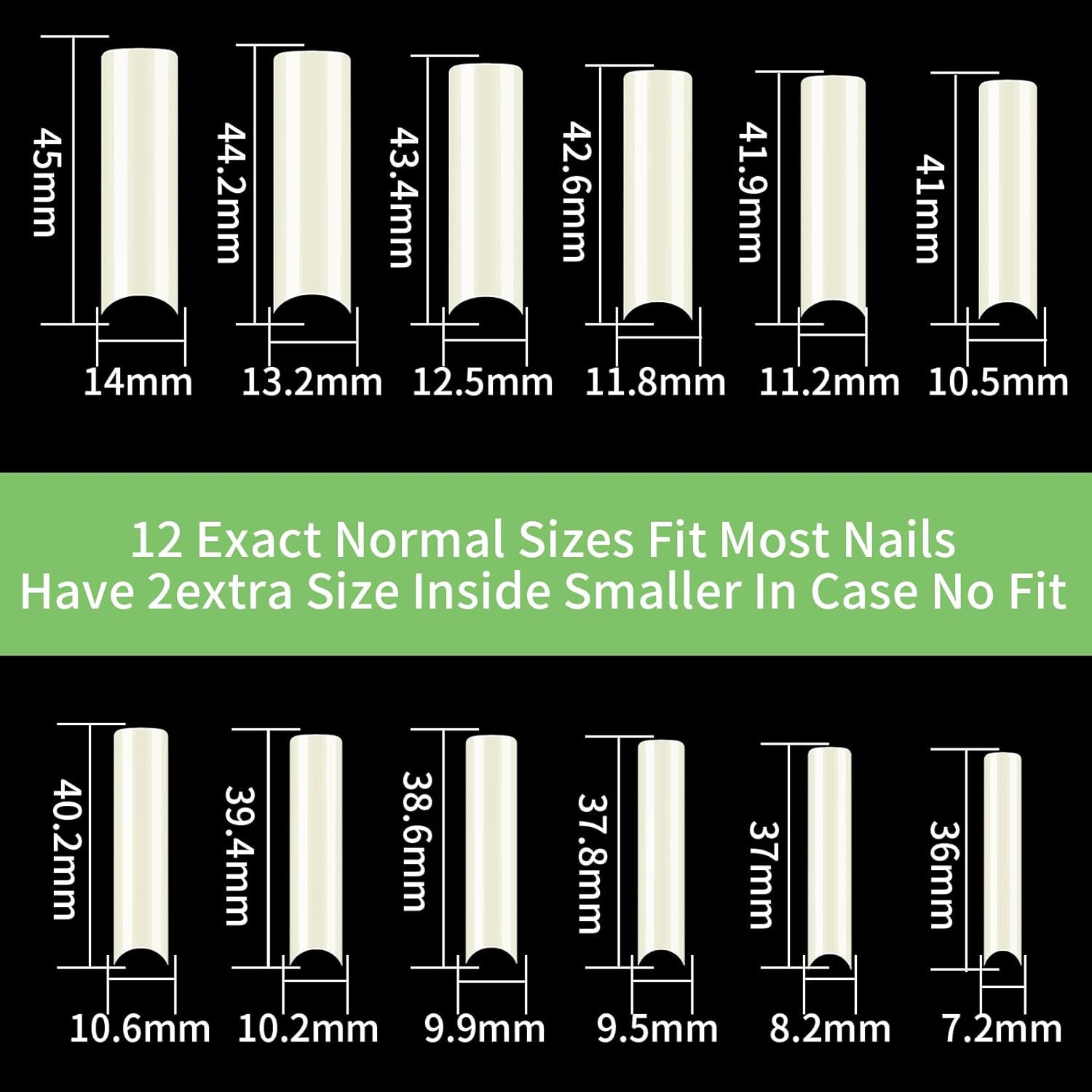 240 Pcs Square Nail Tips, Natural Extra Long No C Curve XXL Tapered Square Half