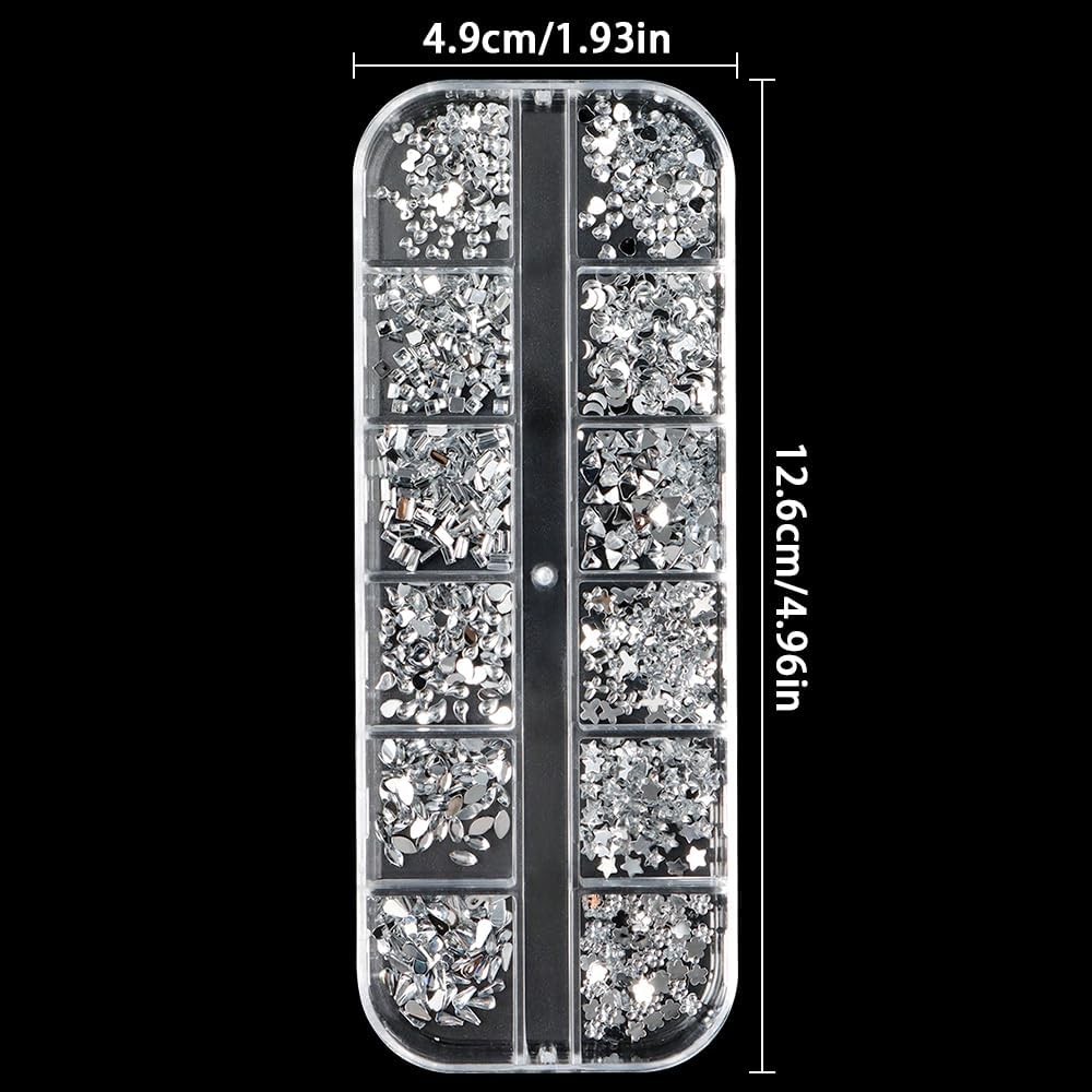 Jaliya Silver Nail Rhinestones: 2000+ Flat Back Gems for Art Decor