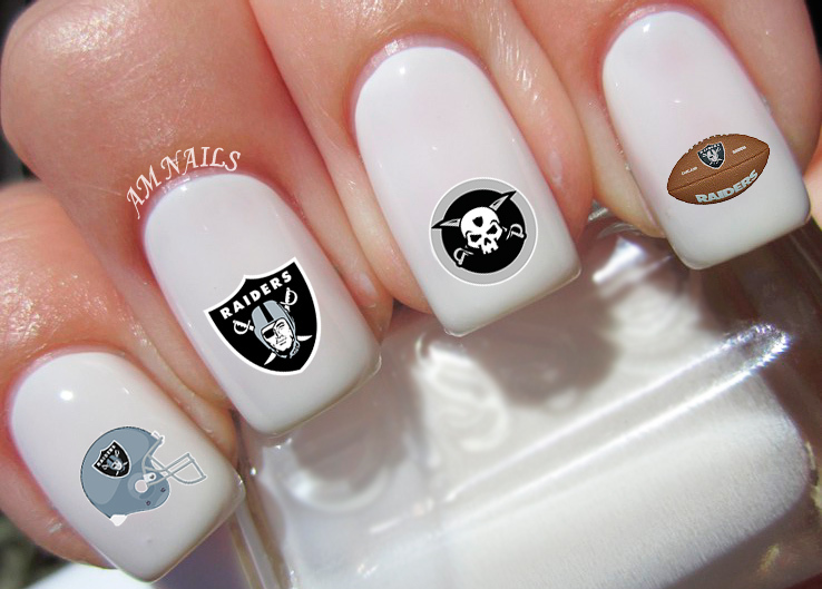 Las Vegas Raiders Nail Art Stickers Transfers Decals Set of 38 – A1316