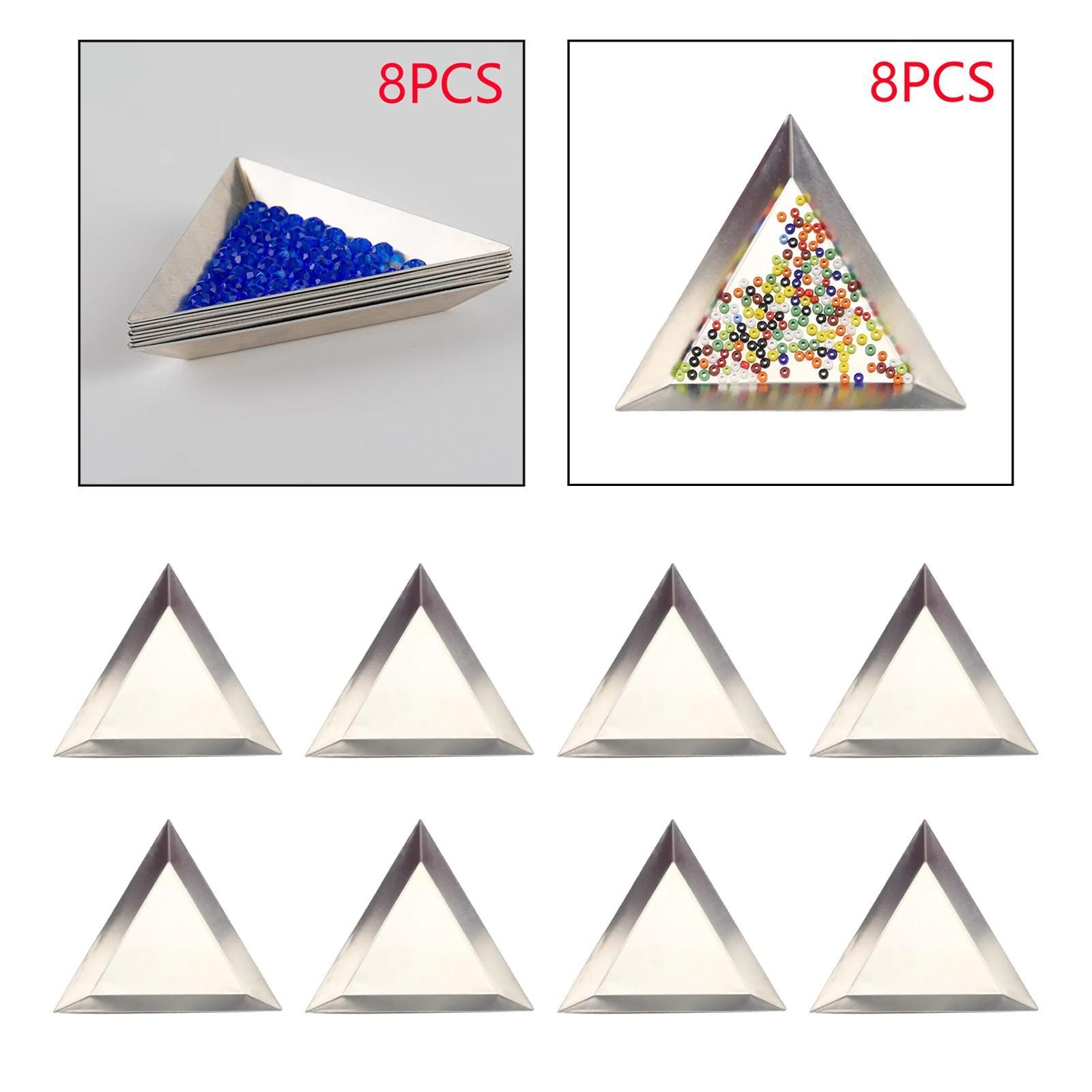 8Pcs Bead Sorting Trays Triangle Aluminum, Bead Sorting Storage Plates Trays,
