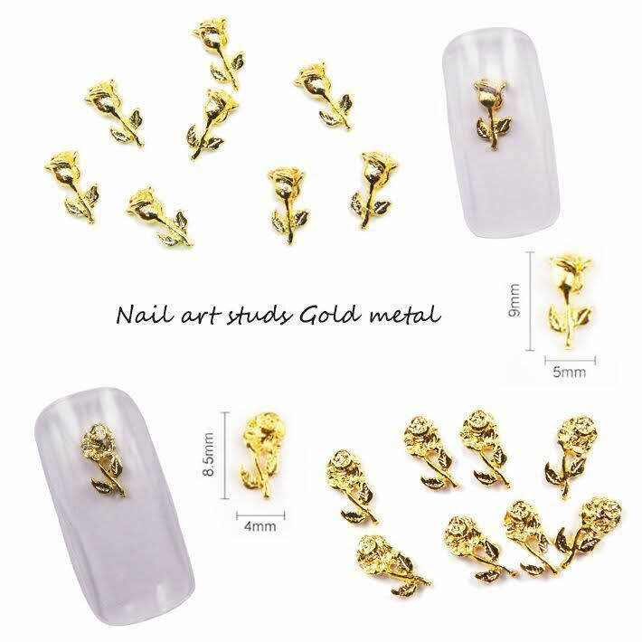 20pcs New 3D Gold/Silver Roses Alloy Flowers Bud/Blooming Charms Nail Art Decor