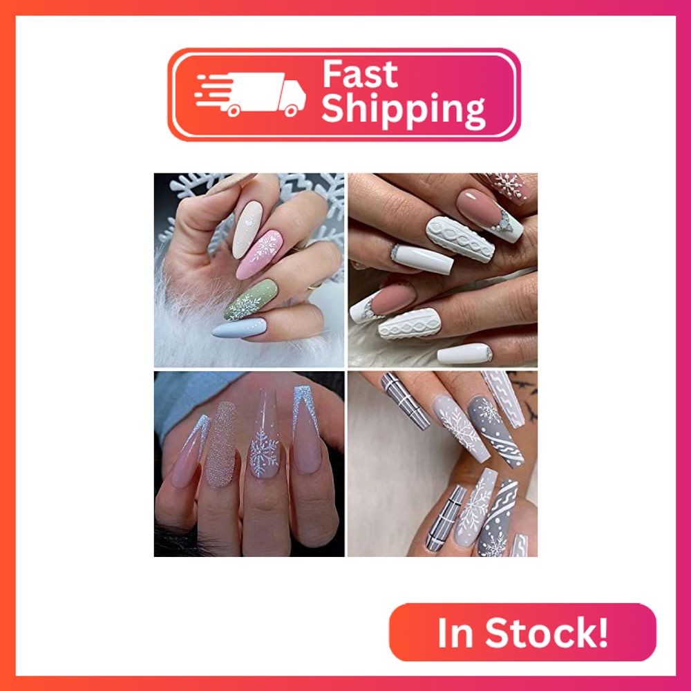 Christmas Nail Art Stickers, Winter Snowflake Nail Art Decals, Holographic 3D Ch