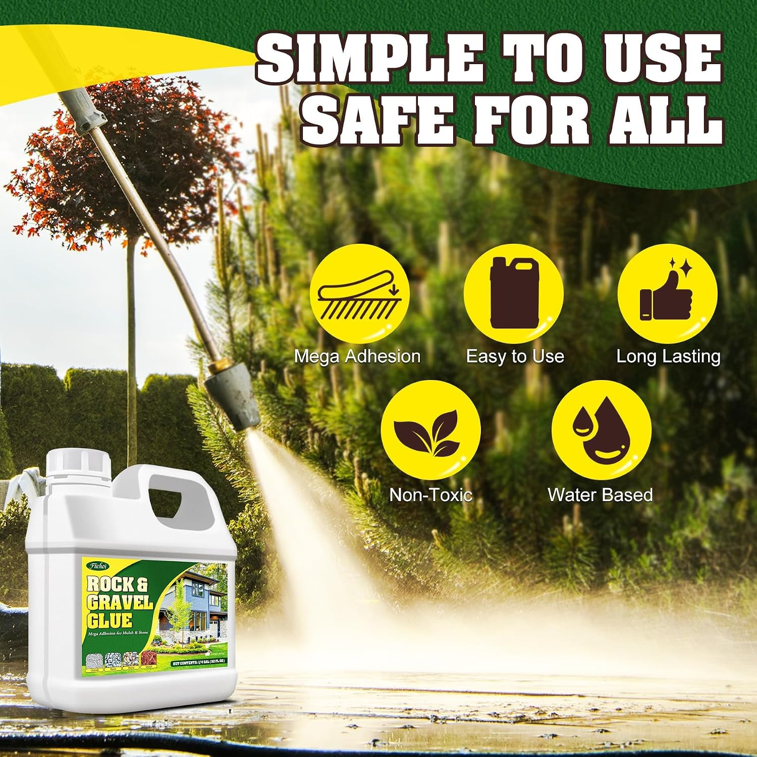 Mulch Glue, Rock Glue 0.5 Gallon / 64Oz – Fast Drying and Long Lasting Pea