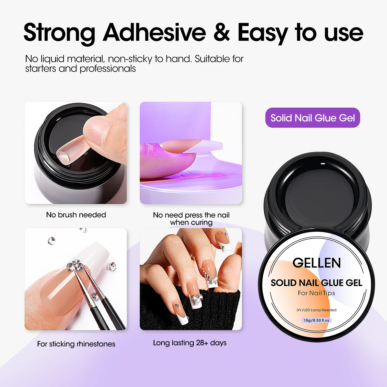 French Tips Gel Nail Kit – 240 Pcs Brown Long Square, Salon Acrylic Fake Nail Ki