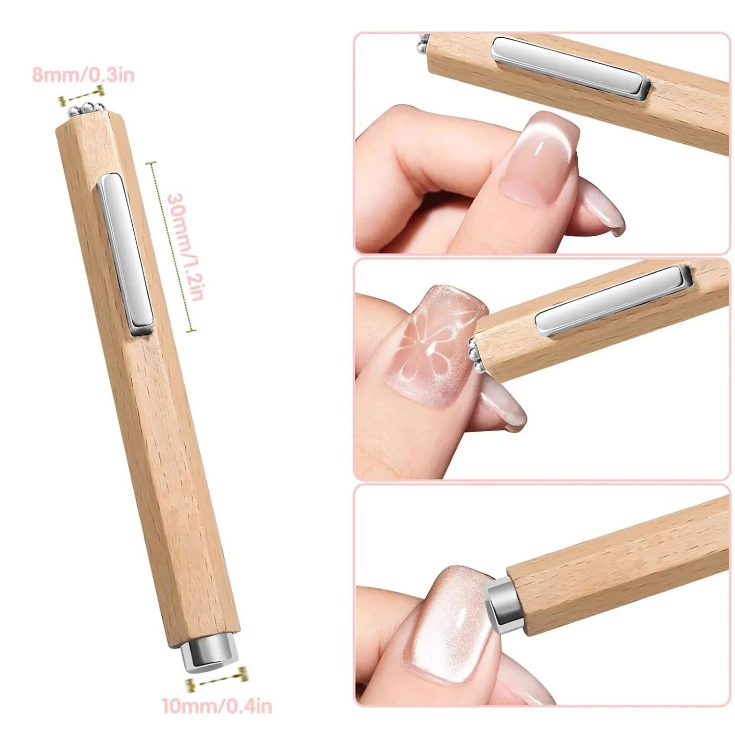 Magnetic Cat Eye Nail Pen 3-in-1 Gel Polish Magnet Stick 130mm Strong