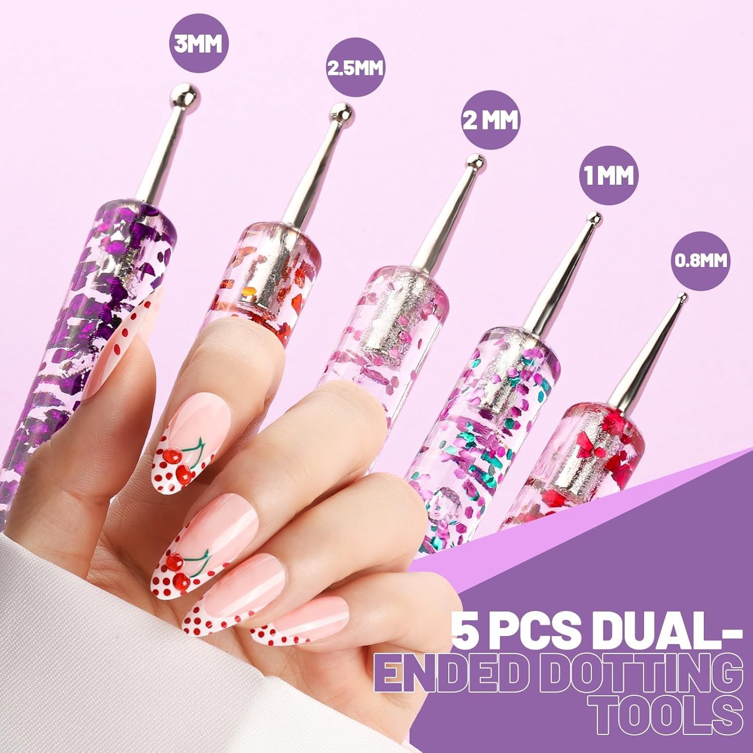 Nail Art Tools Set, 23 Pcs Nail Art Brushes, 5 Pcs Nail Dotting Tool, 2 Set o…