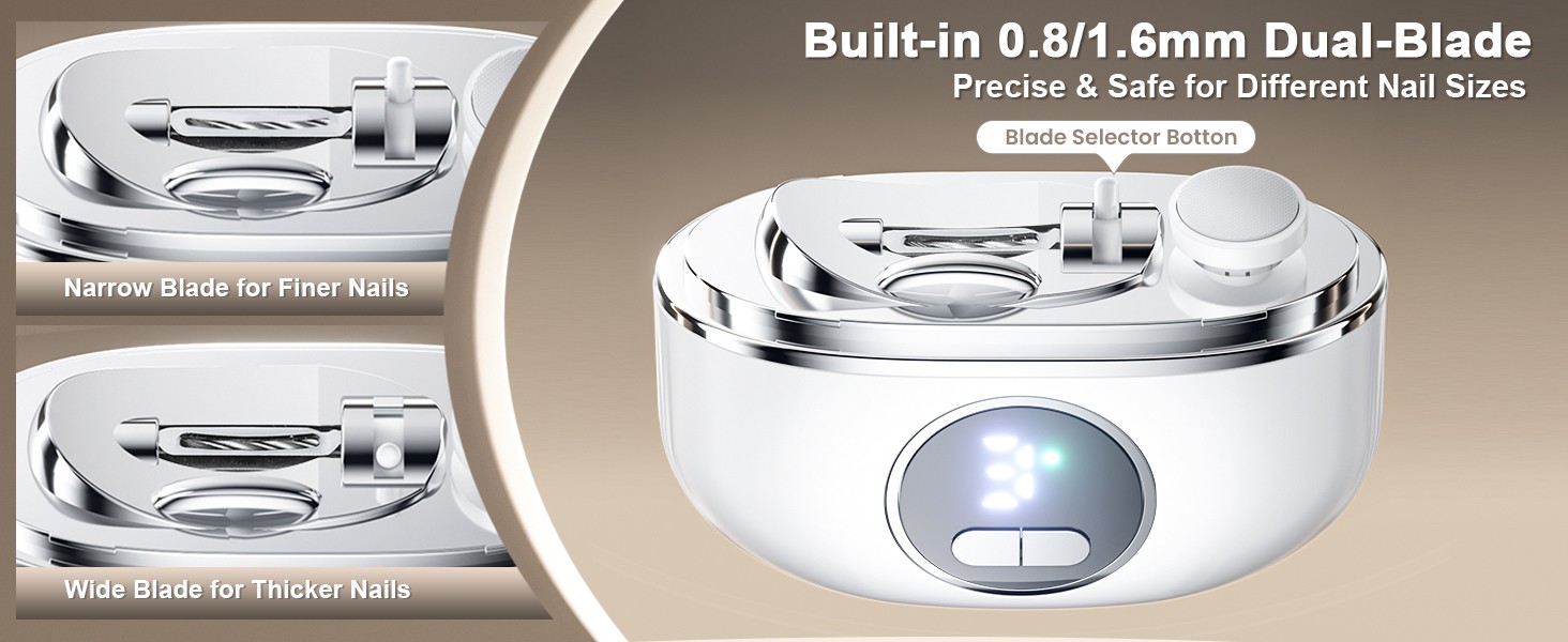 Electric Nail Clipper, 2 in1 Smart Toenail Clippers with Polishing for