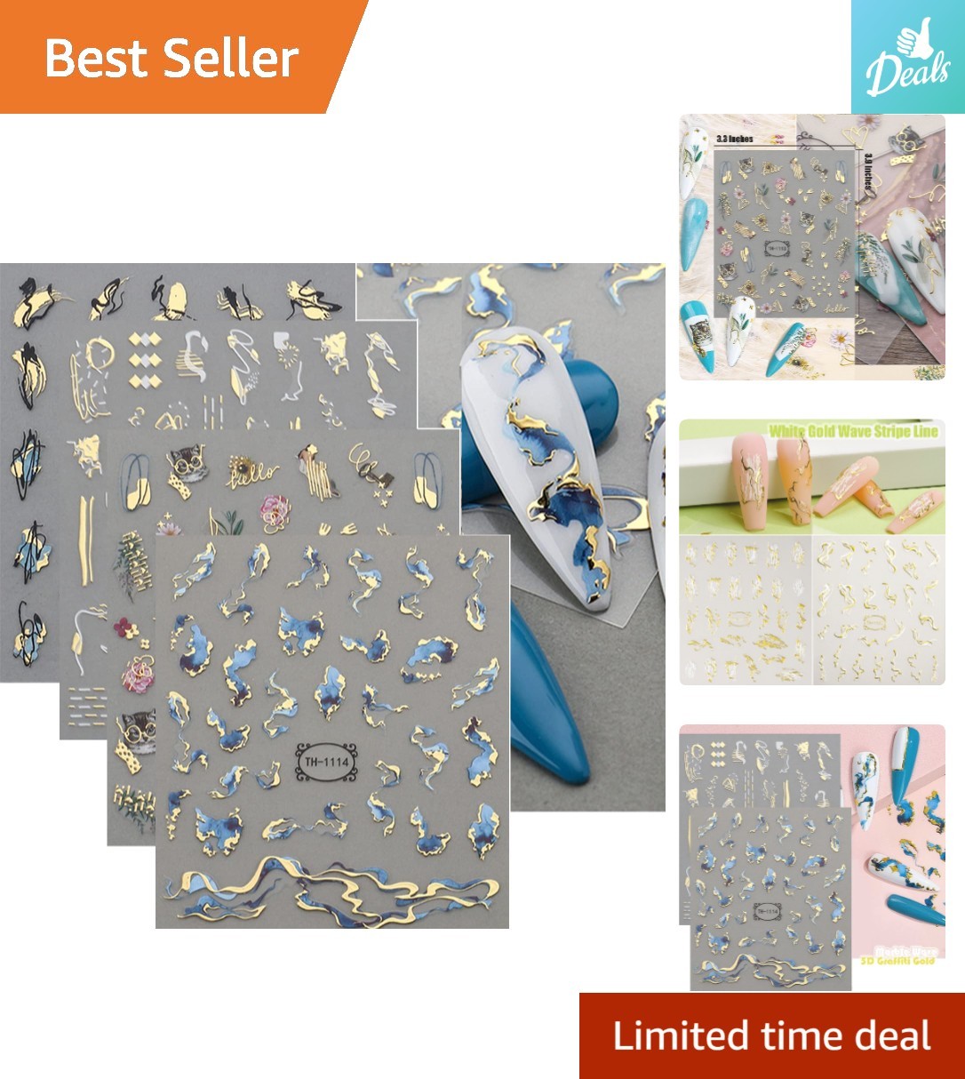 Luxury 12 Pack Nail Stickers with Abstract Designs – Perfect for French Manicure