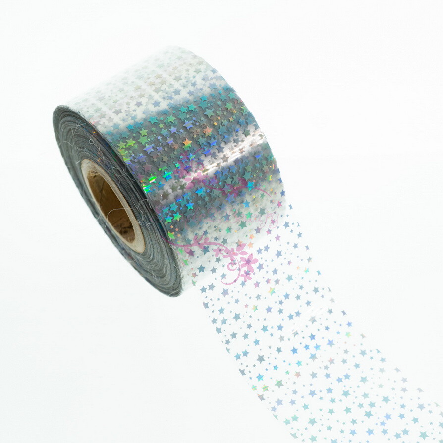 1 Roll 100m Nail Art Manicure Silver Laser Holo Star Transfer Paper Foil Decals