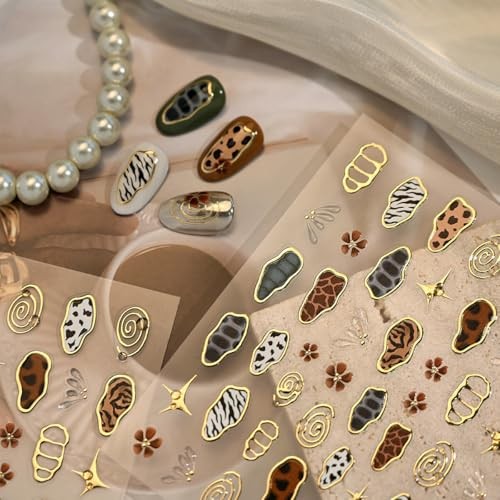 5D Embossed French Leopard Print Nail Stickers for Nail Art Cool Leopard -15