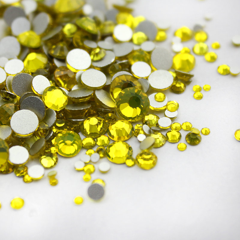 288 720 1440pcs Citrine Nail Art Rhinestone Flatback Glitter 3D Tips Decoration