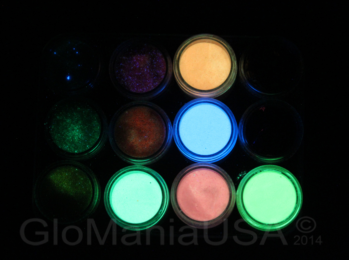 Glitter Neon Visible Glow in the Dark Powder Hearts Butterflies