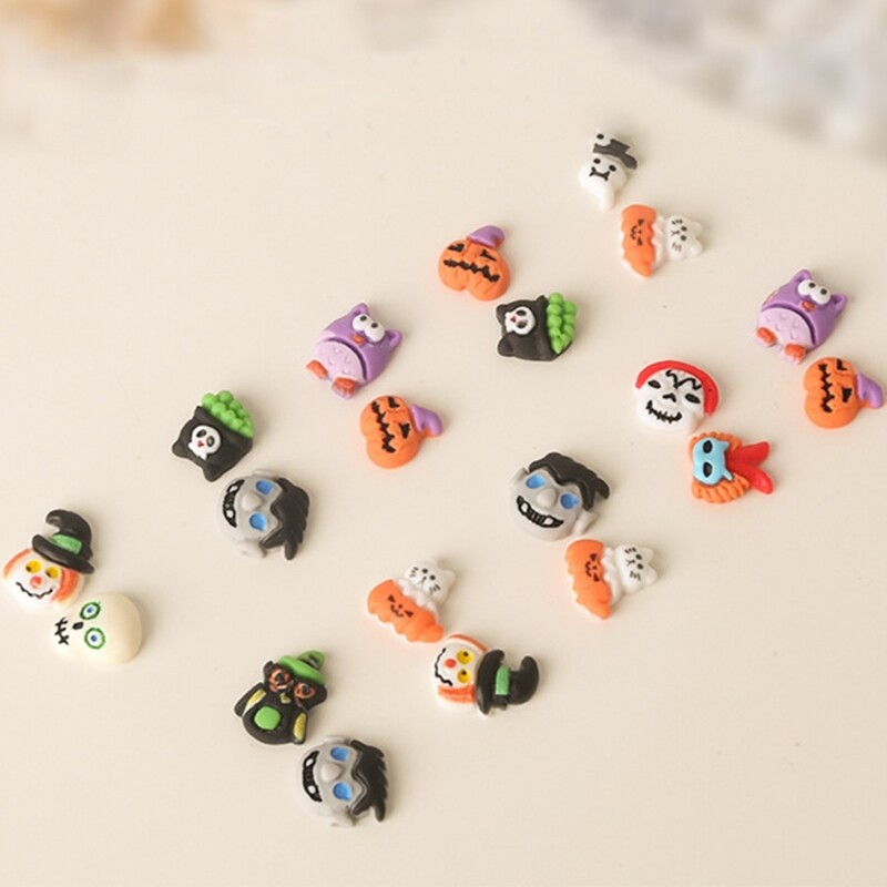 3D Halloween Nail Art Decorations 3D Witch Skull Nail Charms Nail Accessories