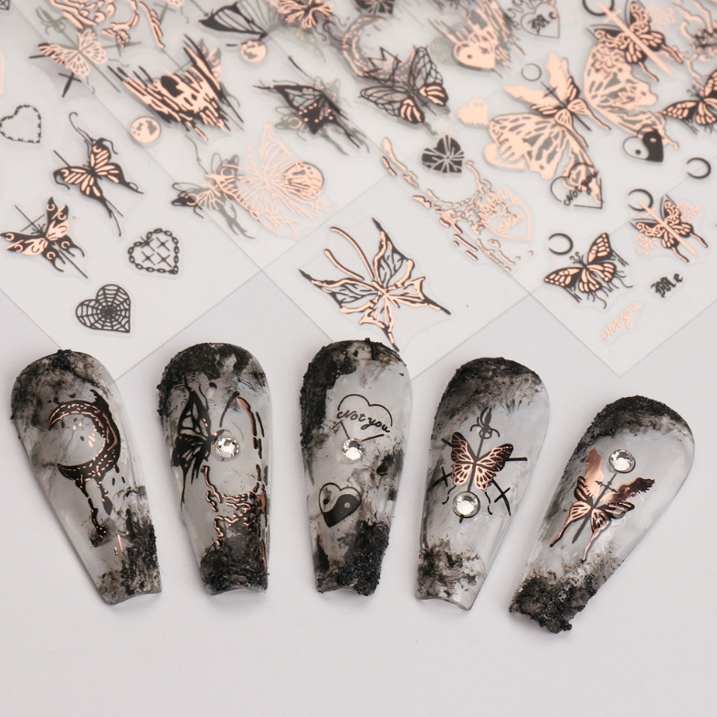 Nail Art Decoration Rose Flower Butterfly Nail Decal Self Adhesive stickers NS53