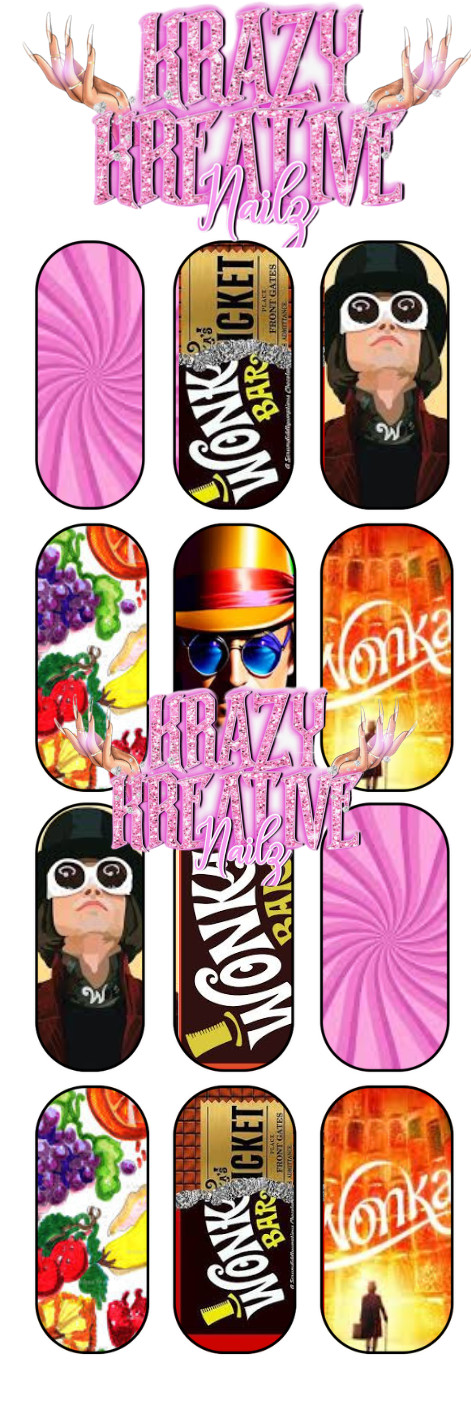 WILLY WONKA WATERSLIDE NAIL DECALS