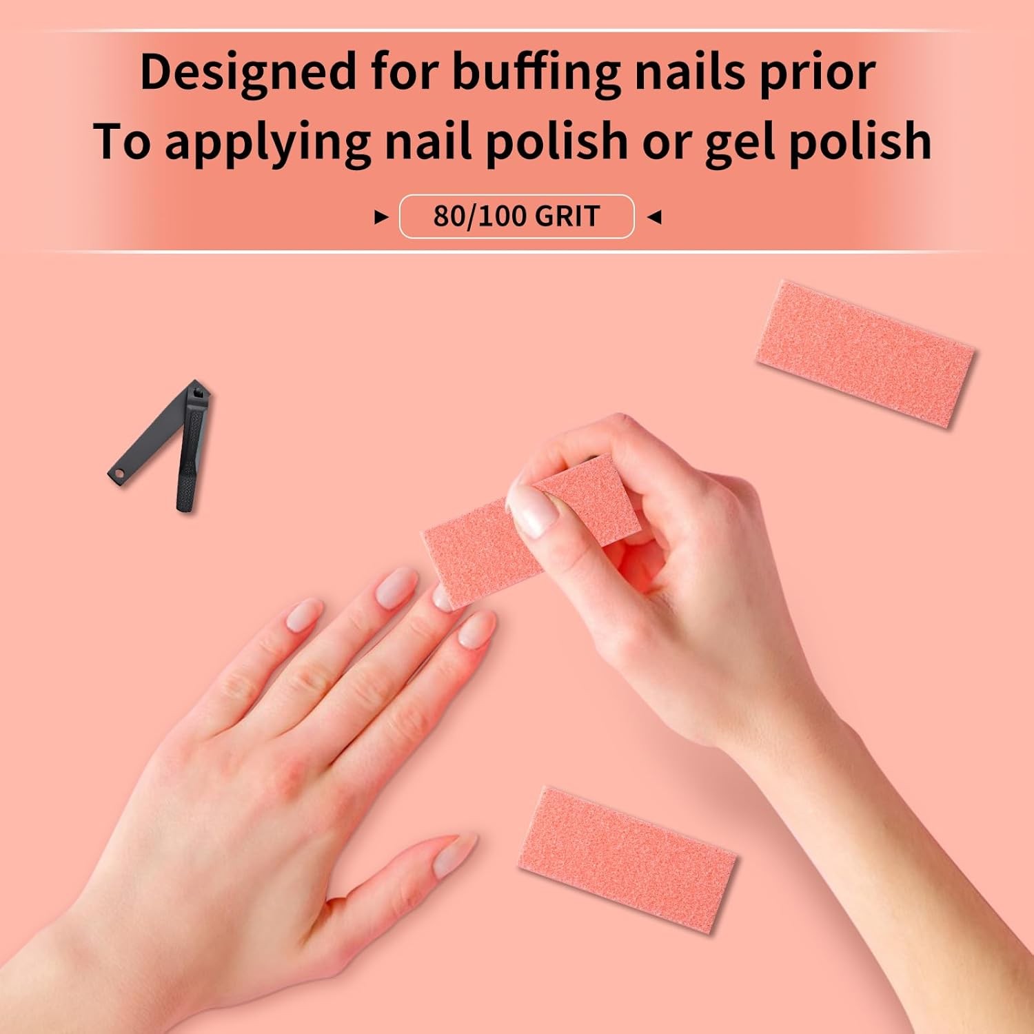 NOVAL 50 PCS Nail Buffer Block Disposable Nail Buffer Blocks Bulk Small Orange