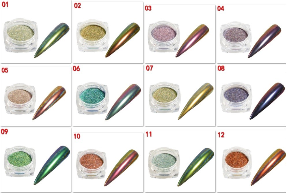 Peacock Holographic Chrome Powder Nail Art Decoration Chameleon Mirror meliney