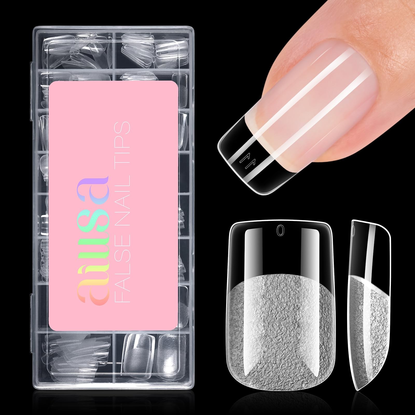 AILLSA Short Square Nail Tips – Half Matte False Square,