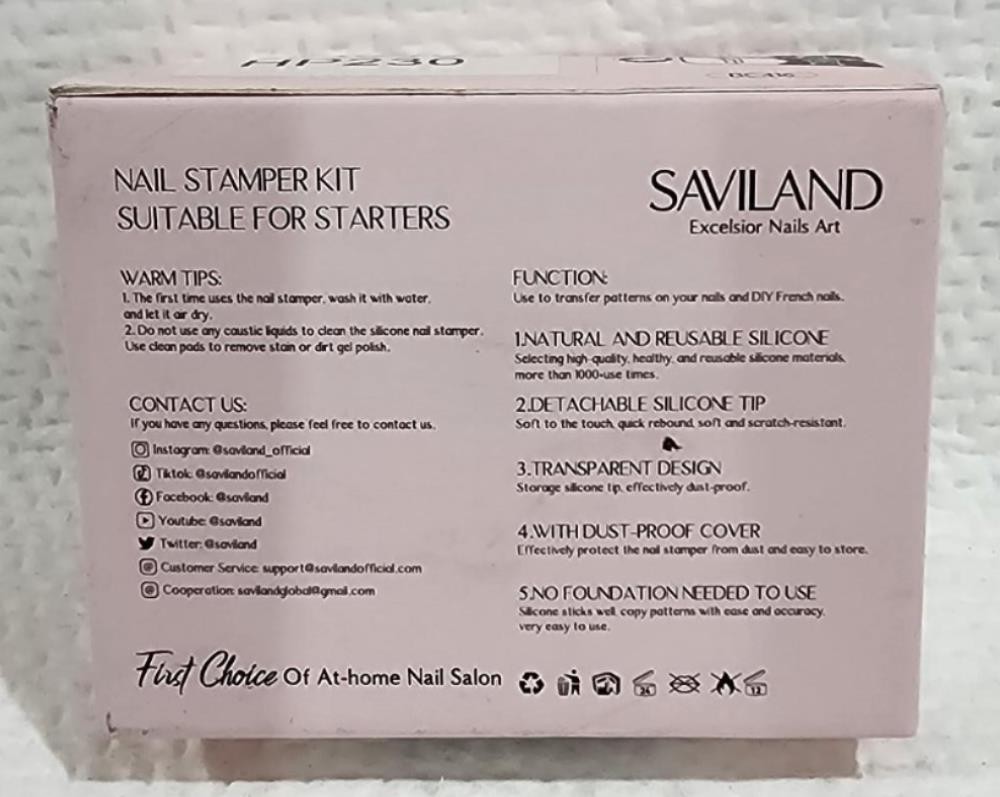 Saviland French Tip Nail Stamp – 4PCS Nail Art Stamper Kit Clear Silicone Nails