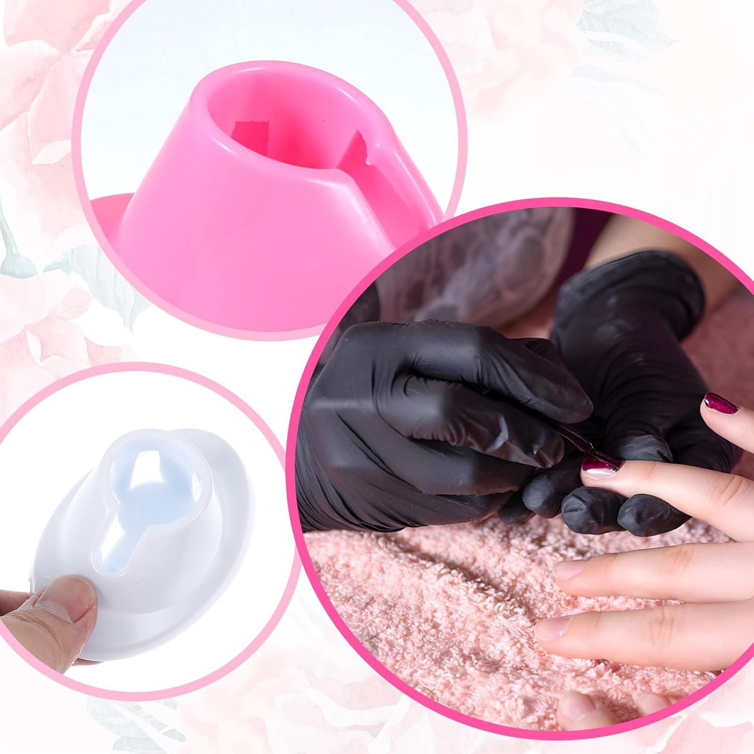 4PCS Soft Rubber Nail Polish Bottle Holder Stand Anti-Spill Manicure Tool