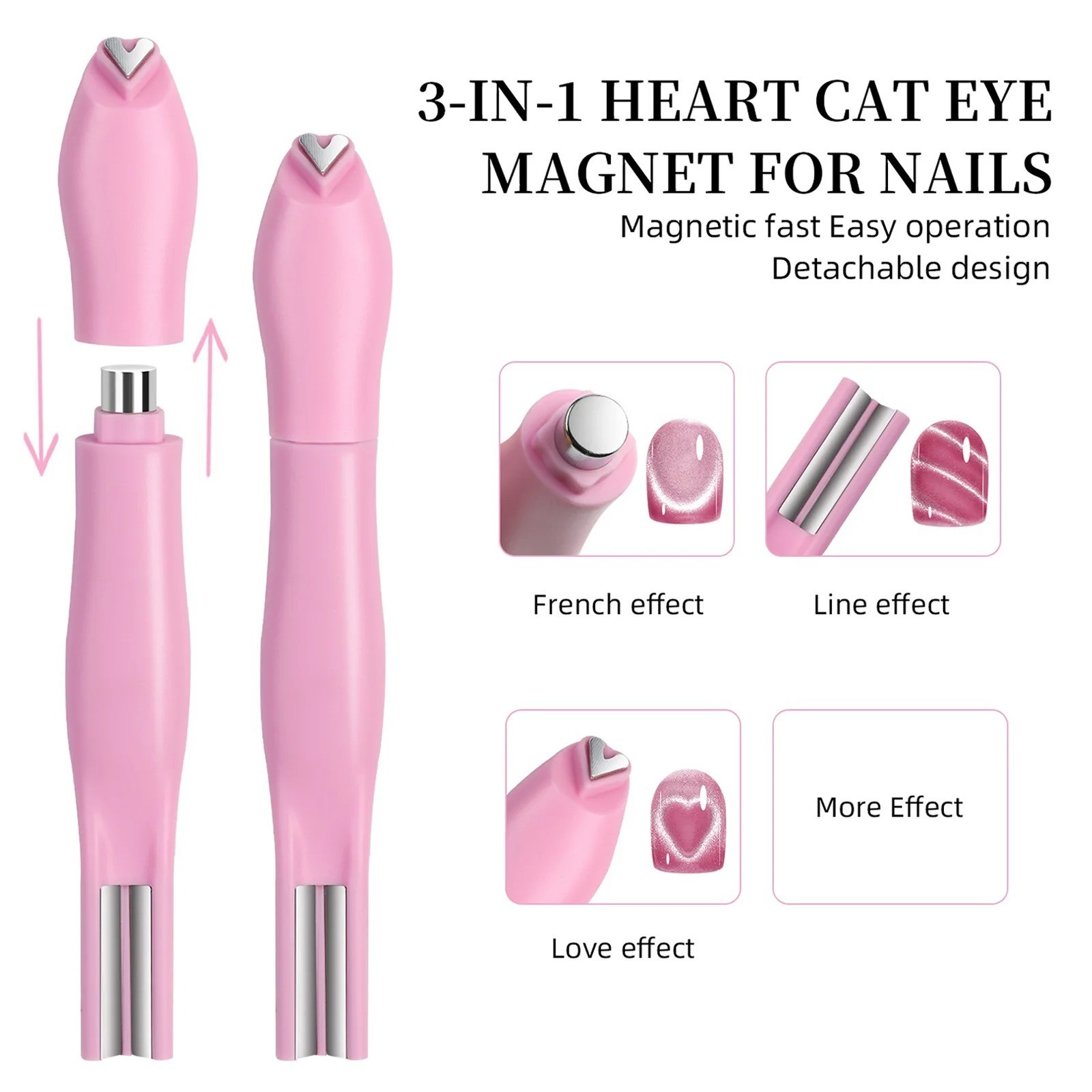 Cat Eye Nail Magnet Kit, 3-In-1 Magnet for Gel Polish with Dual-Ended Pen