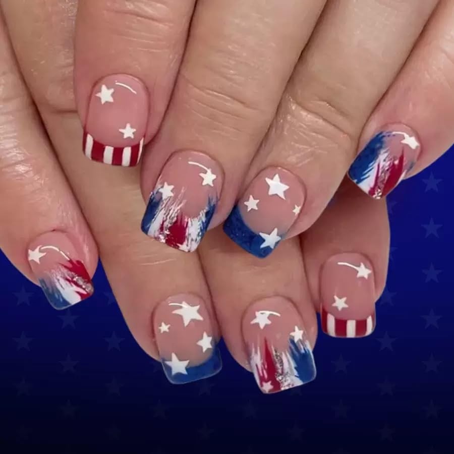 144 Pcs 4th of July Press on Nails – Square Fake Nails – 32 Style