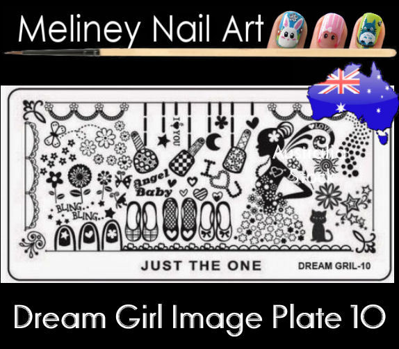 Dream Girl 10 Stamping Nail Art Image Plate Design Rectangle XL Stencil metal