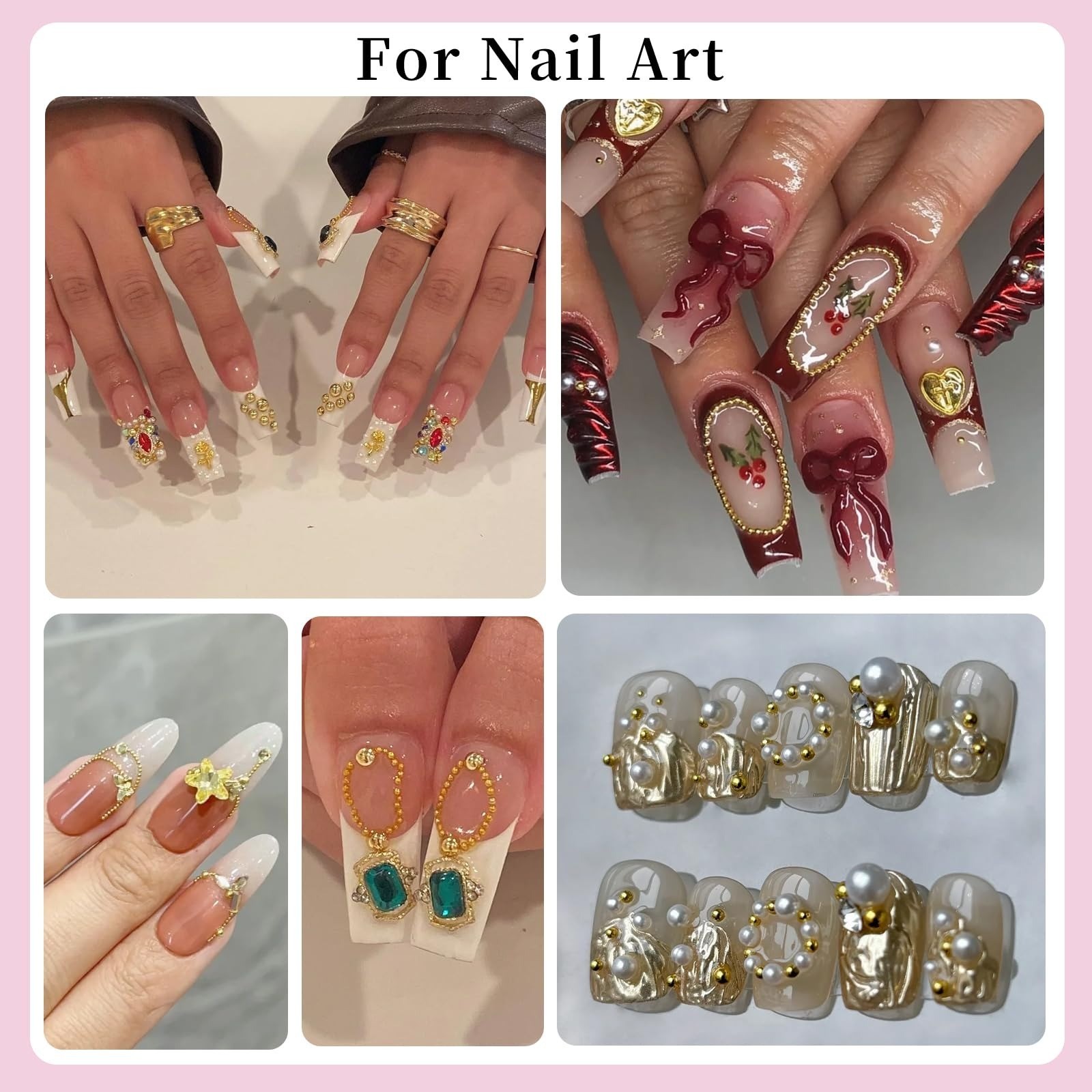 3D Mini Metal Caviar Nail Beads – Gold Silver Alloy Nail Art Charms