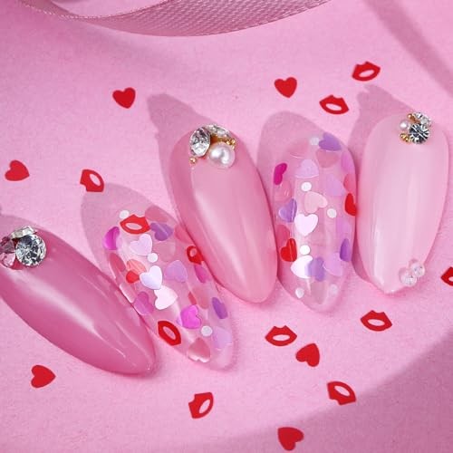 6 Grids Valentine’s Day Heart Glitter Multiple Colors Sequins for Nail heart3