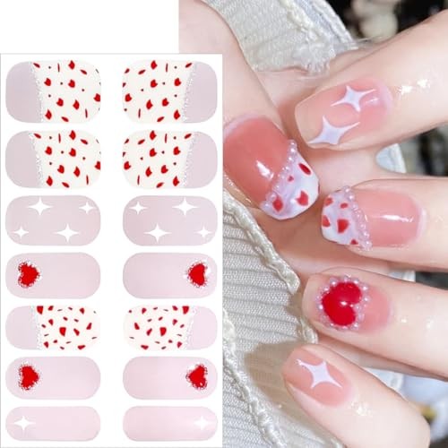 5 Sheets Valentines Day Nail Gel Stickers Cute Bow Heart Nail Polish Love-2