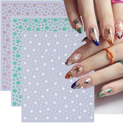 10 Sheets Star Nail Stickers for Nail Art 3D Self Star Nail Stickers-15