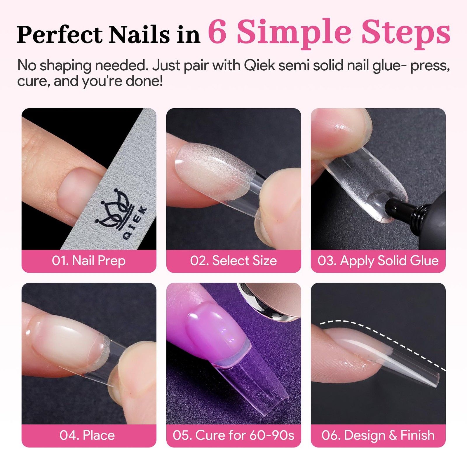 Long Coffin Pre-Building Nail Tips, 15 Sizes 240 PCS Pre-shaped Apex Clear So…