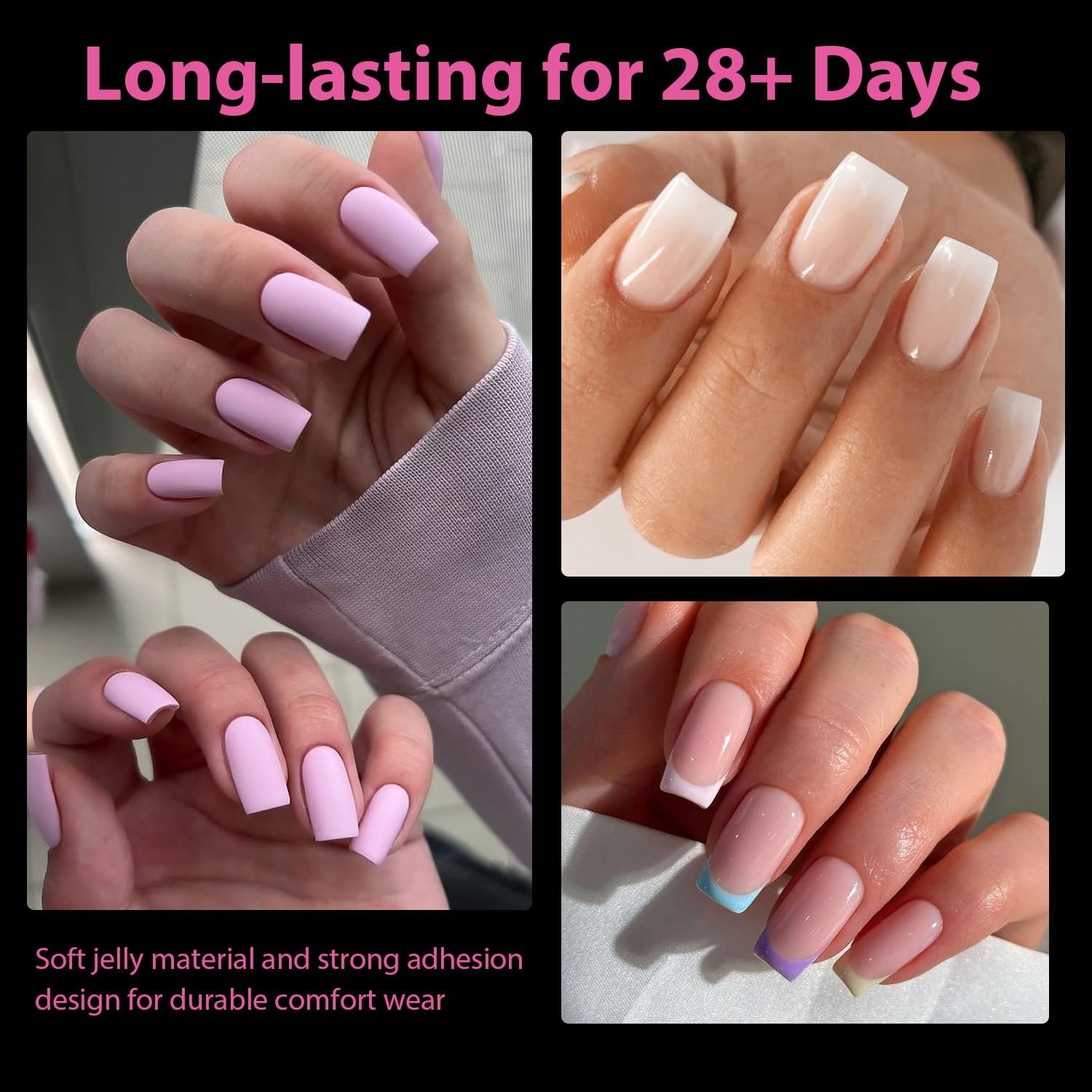 Nail Tips Square 504PCS Short Square Nail Tips Pre Etched | Gel Fake Nails Ti…