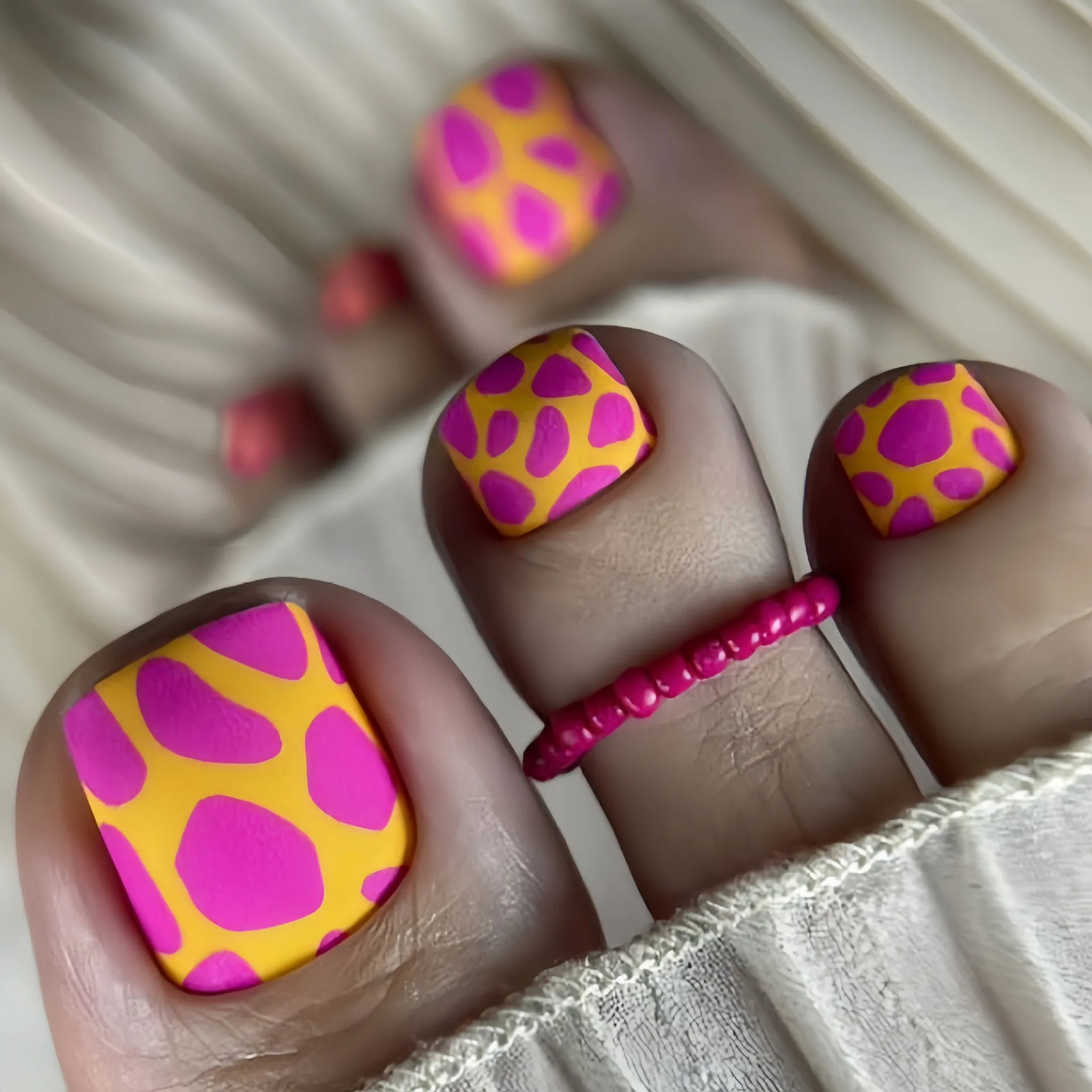 24pcs Flower Printed Press On Toenails European Square Head Fake Toenails